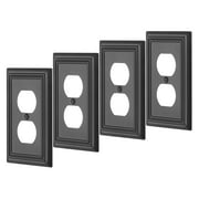 DEWENWILS 4-Pack Metal Duplex Wallplates, Black Finish Outlet Covers for Electrical Outlets